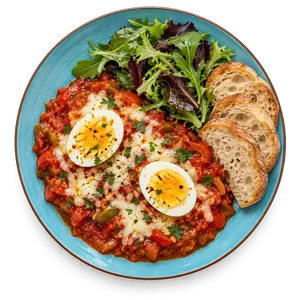 Chakchouka aux œufs durs, sauce tomate-poivron et mozzarella — Le Pavé, Guéliz Marrakech