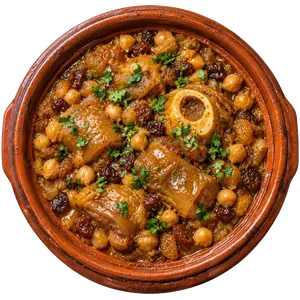 Hargma, pied de veau mijoté aux pois chiches et raisins secs — Le Pavé, Guéliz Marrakech